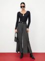 SHEIN BIZwear High Waist Slit Hem Suit Pants