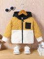 Infant Boys' Plush Jacket, Warm Fleece Hooded Colorblock Coat