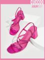 Cuccoo Everyday Collection Woman Shoes  Valentine Day Sling Back Detail Hot Pink Chunky Heel Sandals