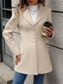 Women's Turn-down Collar Long Sleeve Woolen Coat