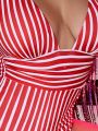 SHEIN Swim Vcay Striped Ruched One Piece Swimsuit