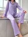 Ruffle Trim Flounce Sleeve PJ Set