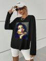 SHEIN Essnce Figure Graphic Drop Shoulder Tee