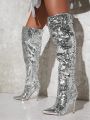 Sequin Over The Knee Boots