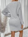 SHEIN Essnce Batwing Sleeve Ribbed Knit Bodycon Dress