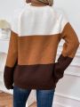 Color Block Raglan Sleeve Pocket Patched Sweater