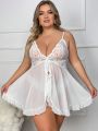 Plus Size Women'S Lingerie Dress (Wire Free, Triangle Panties) 2pcs/Set, Valentine'S Day Edition