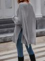 SHEIN LUNE Solid Drop Shoulder Oversized Sweater