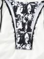SHEIN Swim Y2GLAM Women'S Character Printed Halter Neck Strap Swimsuit Set