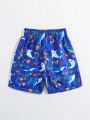 Boys' Cartoon Printed Swim Trunks