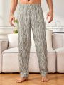 Men'S All-Over Printed Elastic Waist Loungewear Trousers