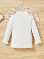 Baby Girls' Casual Comfortable Half-high Collar Sweater With Ruffle Trim, Fashionable And Versatile