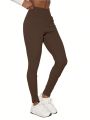 SHEIN BASICS Women'S Ribbed Knit Long High Waist Leggings