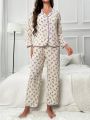 Floral Print Contrast Binding PJ Set