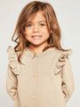 SHEIN Little Girls' Casual Round Neck Long Sleeve Knit Jumpsuit