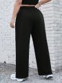 SHEIN Coolane Plus Size Loose Elastic Waist Slit Hem Pants