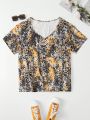 Plus Size V-Neck All Over Print T-Shirt