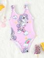 Baby Unicorn Print One Piece Swimsuit