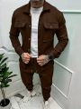 Men's Flap Pocket Jacket And Long Pants Two-Piece Suit