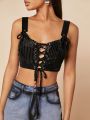 LARAMEE Lace Up Front Cami Top