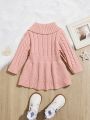 Baby Turtleneck Cable Knit Sweater Dress