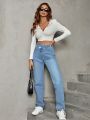 SHEIN Frenchy High Waist Straight Leg Jeans