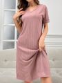 Solid Color Patchwork Tee Shirt Nightgown