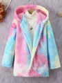 SHEIN Kids EVRYDAY Tween Girl Tie Dye Hooded Open Front Hooded Coat Without Sweater