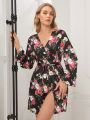 Women's Floral Printed Short Kimono Robe