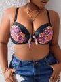 Heremeow Plus Size Printed Swimwear Top