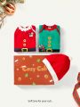 Cozy Cub Baby Boy 2pcs Christmas Print Bodysuit & 1pc Hat