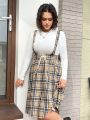 SHEIN Qutie Women'S Plus Size Plaid Design Dress With Fashion Sense