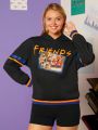 FRIENDS X SHEIN Figure & Letter Graphic Drop Shoulder Hoodie