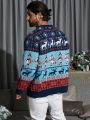 Extended Sizes Men Plus Christmas Pattern Sweater