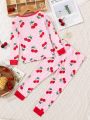 Floral Printed Stretchy Bodysuit Set For Girls