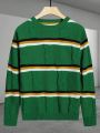 Men's Cable Knit Striped Sweater