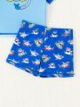 Baby Boy Cartoon Pattern Long Sleeve Split Swimsuit