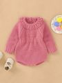 Baby Girl Raglan Sleeve Keyhole Back Knit Bodysuit