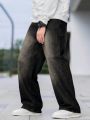 Men'S Wide Leg Jeans Washed By Water