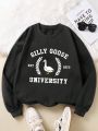 Women's Plus Size Cartoon And Letter Printed Sweatshirt