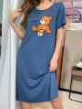 Bear Letter Print Short-sleeved Nightgown