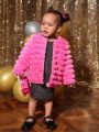 SHEIN Baby Girl Solid Open Front Fuzzy Coat