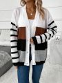 Color Block Drop Shoulder Cardigan