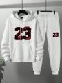 Manfinity Men's Letter Print Hoodie And Sweatpants Set