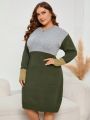 SHEIN LUNE Plus Colorblock Drop Shoulder Sweater Dress