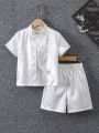 White Jacquard Fabric Traditional Chinese Clothing For Young Boys