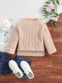 SHEIN Kids EVRYDAY Boys' Simple Round Neck Pullover Sweater With Buttons, Autumn And Winter