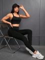 Yoga Basic Wide Waistband Ruched Sports Leggings