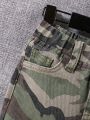 SHEIN Little Boys' Street Style Camouflage Stretch Comfort Denim Irregular Ripped Jeans