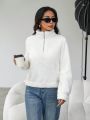 SHEIN Essnce Solid Color Soft And Comfortable Teddy Fleece Sweatshirt